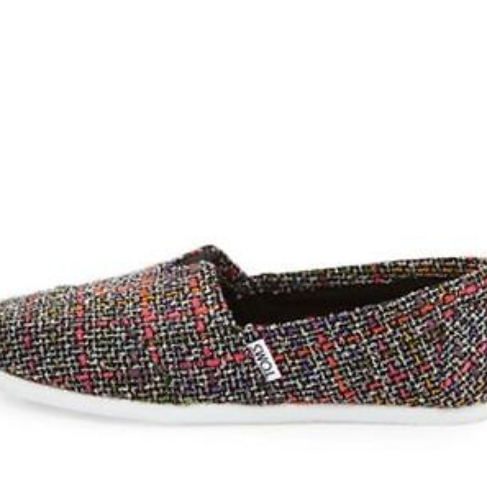 NWT Tom's Women Classic, Black Pink Mix Boucle